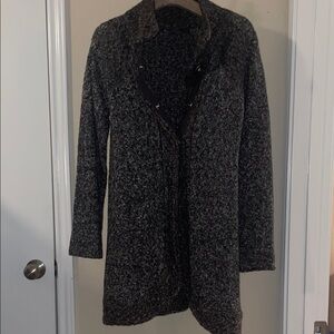 Prana Black and Gray Knit Sweater Jacket